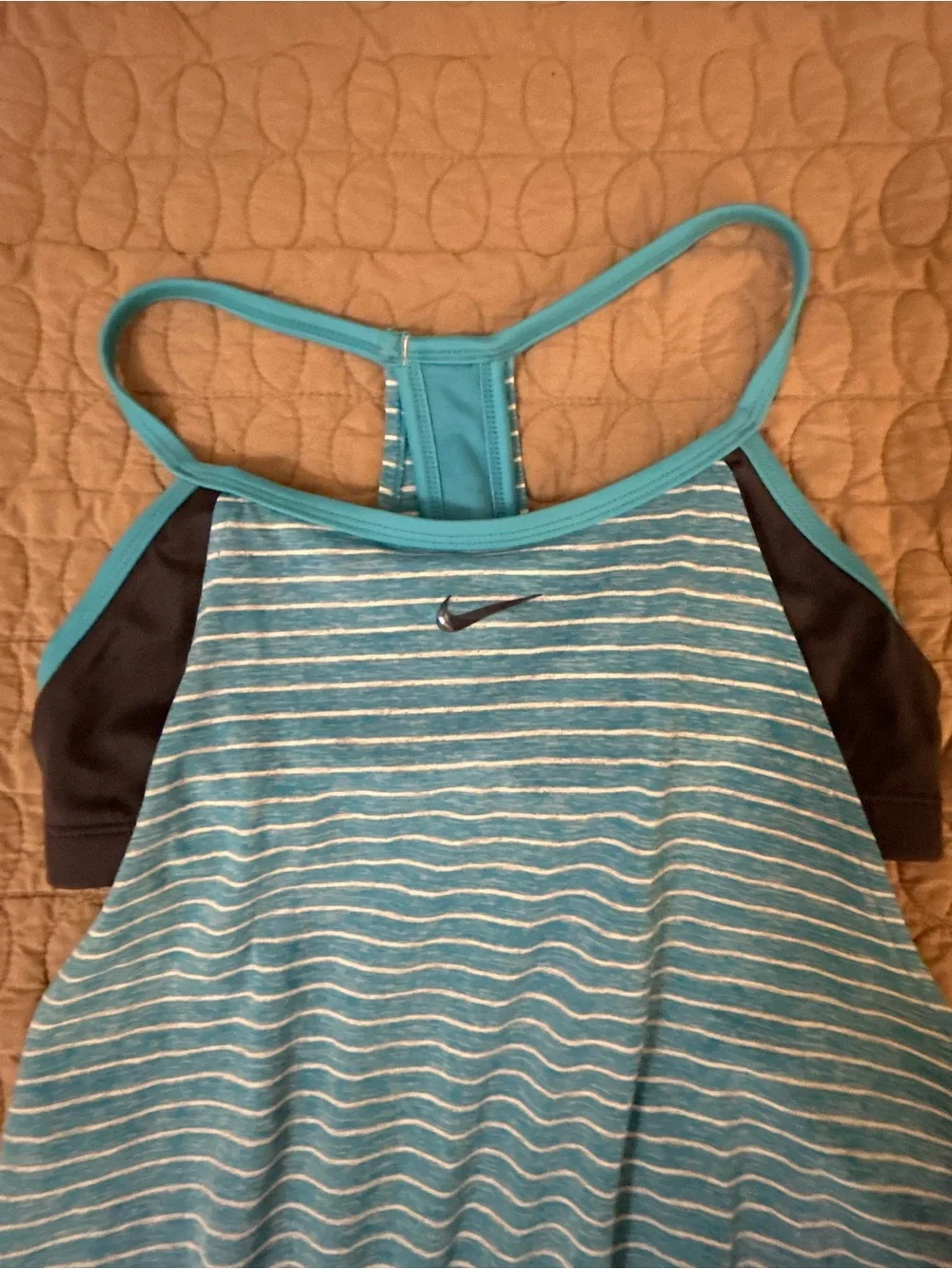 Nike Dri-FIT Striped Racerback Athletic Tank Top Blue Gray Size Small